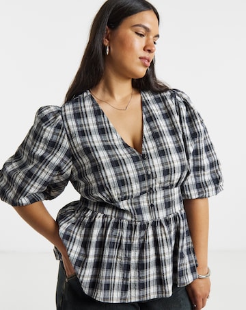 Brushed Cotton Puff Sleeve Tea Blouse