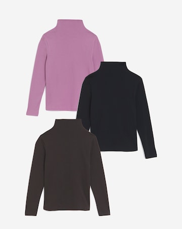 3 Pack Black, Chocolate & Rose Grown on Neck Tops