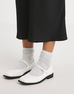 Brooke Mary Jane Square Toe Shoes - Wide Fit (E)