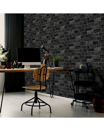 Fresco House Brick Charcoal Wallpaper
