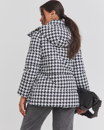Houndstooth Mid Duvet Puffer Coat