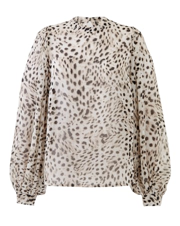 Animal Exaggerated Sleeve Georgette Blouse