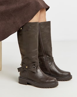 Veronica Knee High Wrap Detail Boots - Wide Fit (E) &amp; Curvy Calf