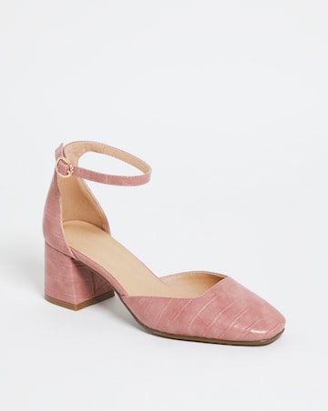 Two Part Block Heel Shoe - Wide Fit (E)