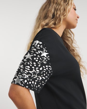 Star Foil Print Oversized Tee
