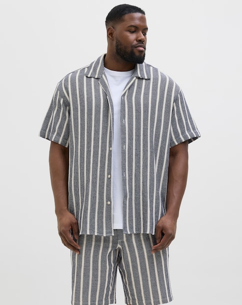 Jack & Jones Coba Stripe Resort Shirt - Blue