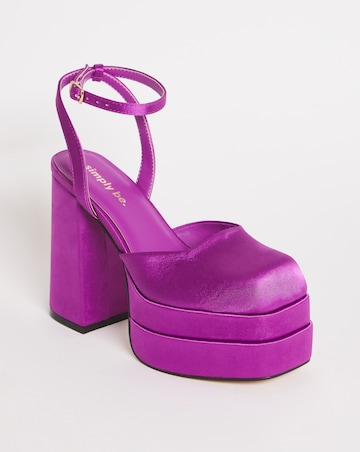 Athene Square Toe Platform Heeled Court Shoes - Wide Fit (E)