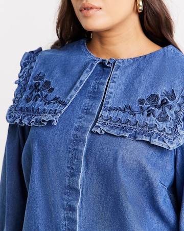 Simply Be Embroidered Sailor Collar Denim Shirt