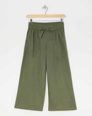 Olive Linen Mix Wide Leg Culotte