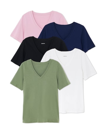 Black, White, Khaki, Navy & Blush Slim Fit V Neck T-Shirts