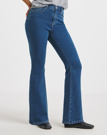 Indigo Fleece Lined Cosy Warm Feel Stretch Flare Leg Jeans