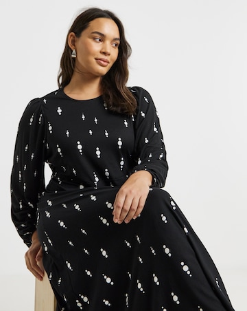 Simply Be Black Print Supersoft Midi Dress