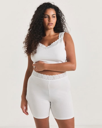 Pretty Secrets (2 Pack) Lace Trim Cotton Comfort Shorts White/Black