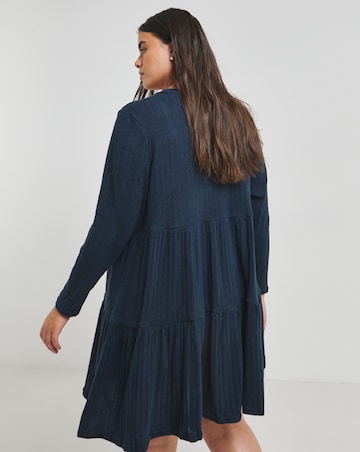 Navy Ribbed Smock Dress