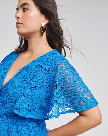 Lovedrobe Blue Lace Cap Sleeve Midaxi Dress