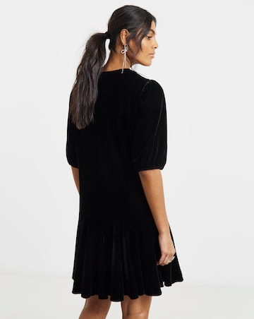 Simply Be Black Velour Godet Swing Dress