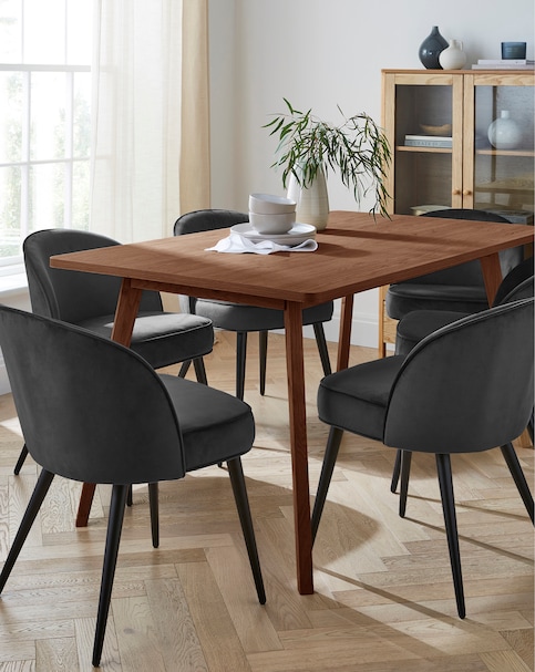 Oslo Dining Table with 6 Emilie Velvet Chairs
