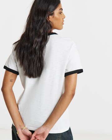 Simply Be Black & White Morello Cherries Graphic Ringer T-Shirt