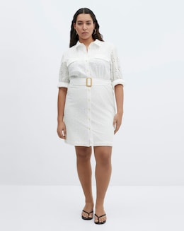 Mango Shirly Broiderie Anglaise Mini Shirt Dress