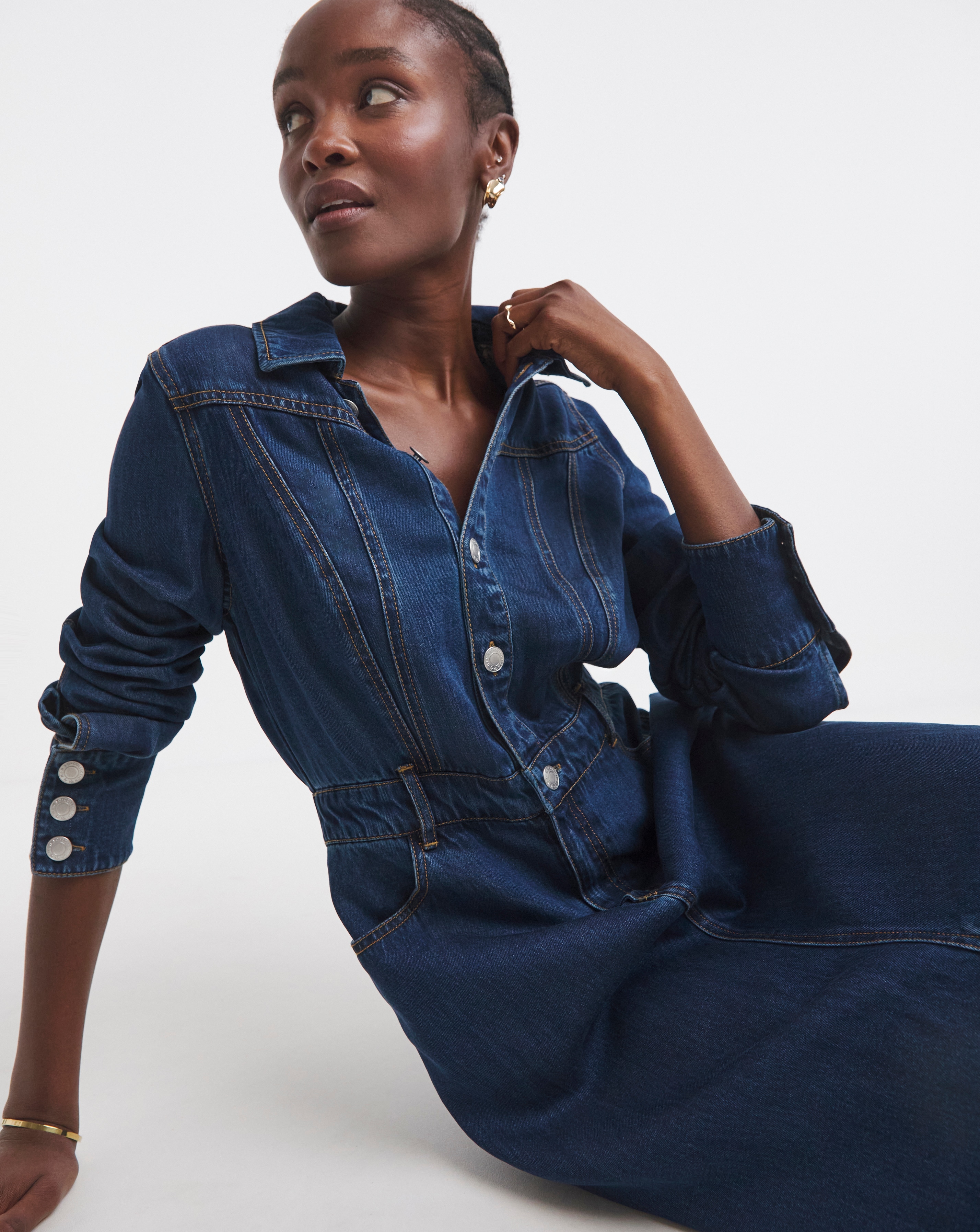 Simply Be Dark Wash Denim Midaxi Dress with Tencel TM Fashion World