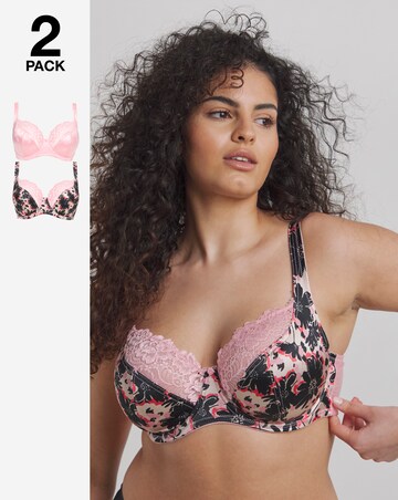 Pretty Secrets 2 Pack Laura Floral Full Cup Wired Bras B-H