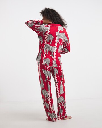 Chelsea Peers Jersey Button Up Leopard Print Pyjama Set