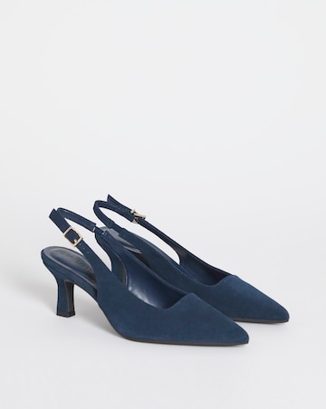 Verona Suede Pointed Toe Slingback Heels - Wide Fit (E)