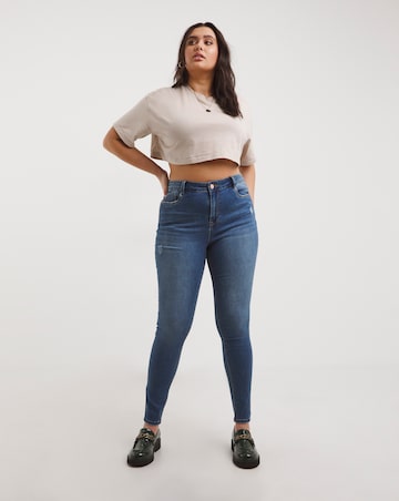 Simply Be Mid Blue High Waist Chloe Skinny Jeans