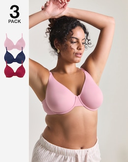 Pretty Secrets (3 Pack) Claire Moulded Micro Full Cup Wired Bras (B-E) Berry