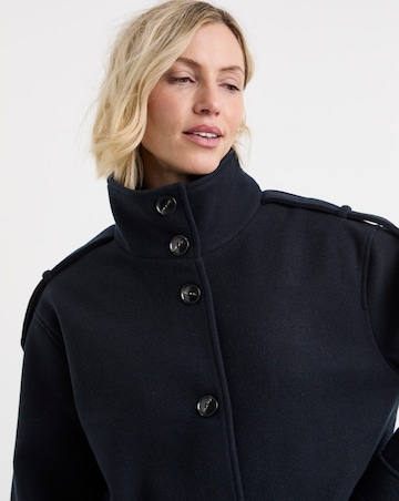 Navy Funnel Neck Short Jacket