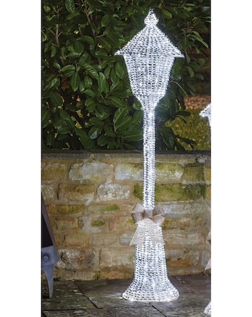 Three Kings GlitterTwist Silver Indoor and Outdoor Lamp Post Light 150cm