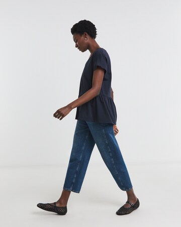 Pure Cotton V Neck Peplum Side Panel Top