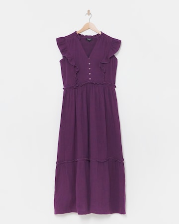 Cheesecloth Smock Dress With Shirred Back