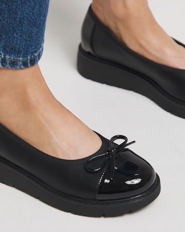 Heavenly Soles Josie Low Wedge Ballerina Shoe - Extra Wide Fit (EEE)