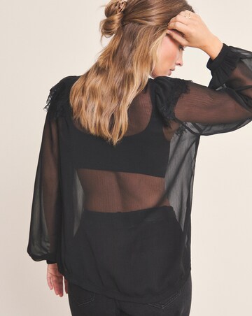 Sheer Tuxedo Detail Blouse