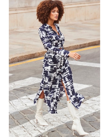 Sosandar Abstract Print Luxe Utility Shirt Dress