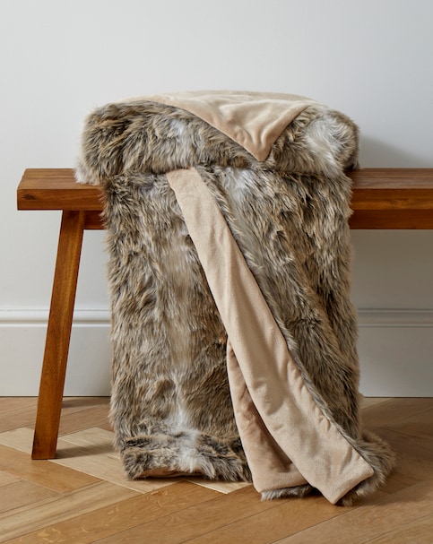 Faux Fur Striped Animal Throw