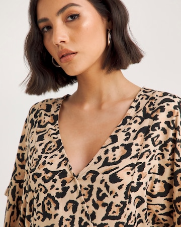 Leopard Print Supersoft Wrap Peplum Top