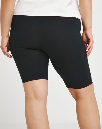 Black/Ecru 2 Pack Cotton Cycling Shorts