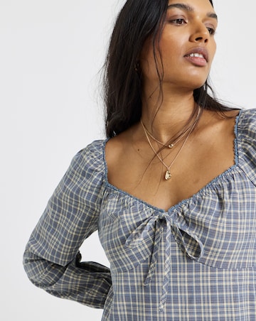 Simply Be Check Drop Waist Milkmaid Mini Dress