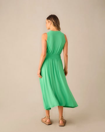 Ro&Zo Green Jersey Shirred Waistband Dress