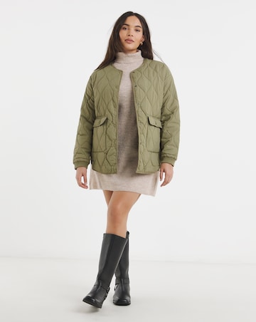 Oatmeal Roll Neck Knitted Mini Dress