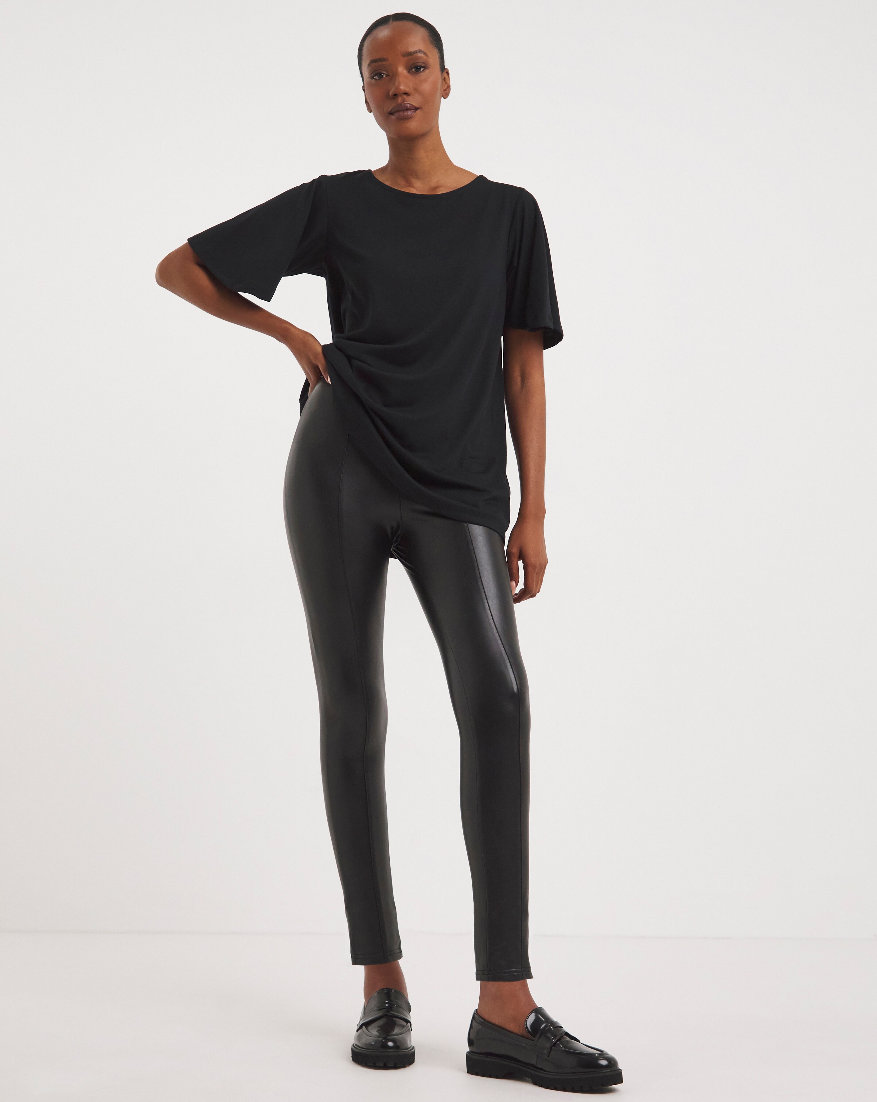 Black Faux Leather Leggings with Cosy Touch Lining