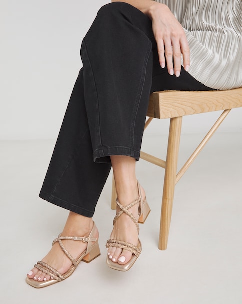 Nairobi Heeled Diamante Strappy Sandals - Extra Wide Fit (EEE)