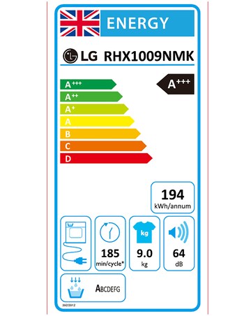 LG Series 2 ThinQ? RHX1009NMK 9 kg Heat Pump Tumble Dryer - Grey - A+++ -6% (B)