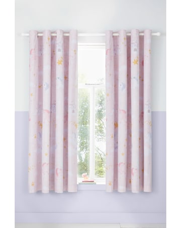 Catherine Lansfield Fairytale Unicorn Eyelet Curtains Two Panels