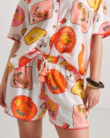 Figleaves Sticker Print Beach Shirt and Short Co-Ord Set