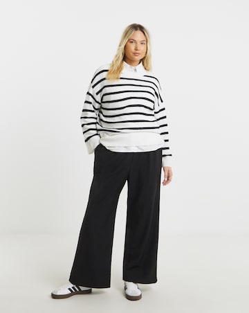 Cosy Yarn Ivory & Black Stripe Crew Neck Jumper