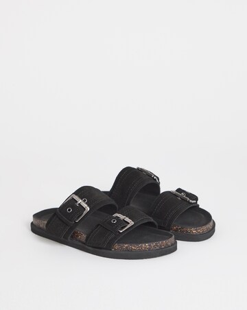 Chester Suede Two Strap Mule Sandals - Wide Fit (E)