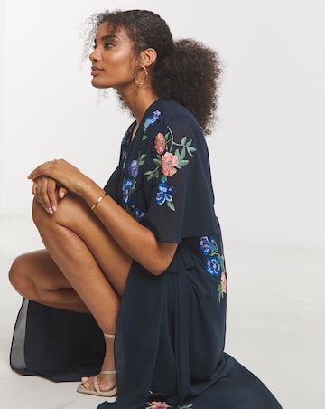 Hope & Ivy Agatha Embellished Maxi Wrap Dress